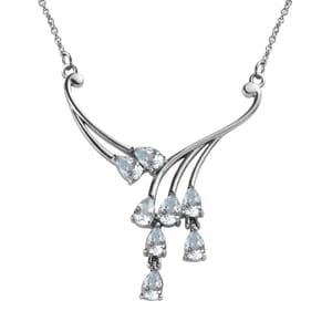 Sky Blue Topaz 3.80 ctw Necklace in Stainless Steel 18 Inches