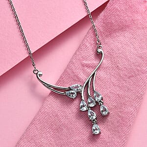 Sky Blue Topaz 3.80 ctw Necklace in Stainless Steel 18 Inches