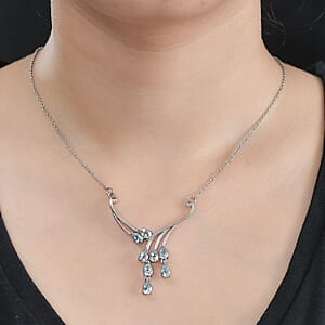 Sky Blue Topaz 3.80 ctw Necklace in Stainless Steel 18 Inches