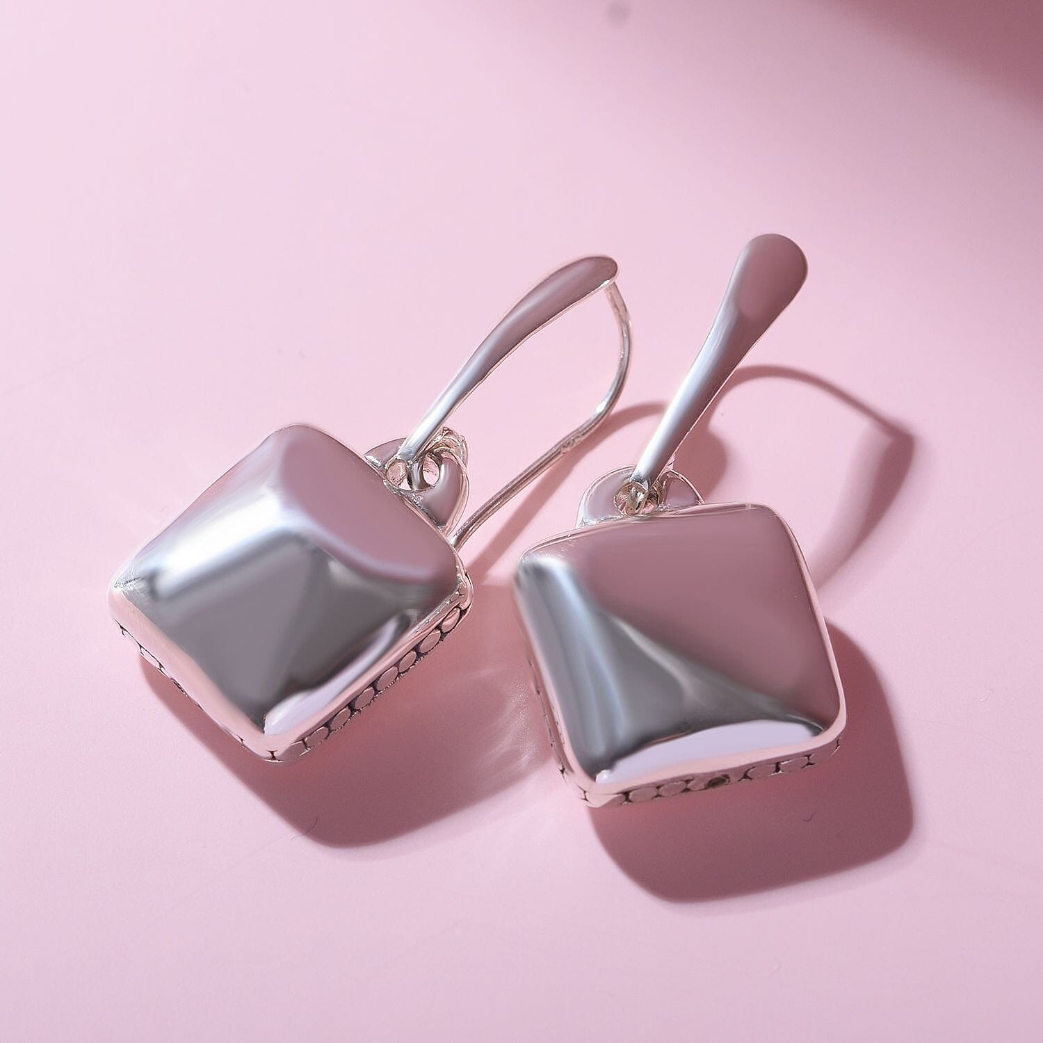 Cushion Dangle Earrings in Sterling Silver 6.80 Grams