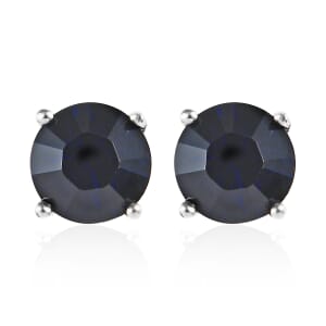 Dark Indigo Crystal Stud Earrings in Sterling Silver 2.65 ctw