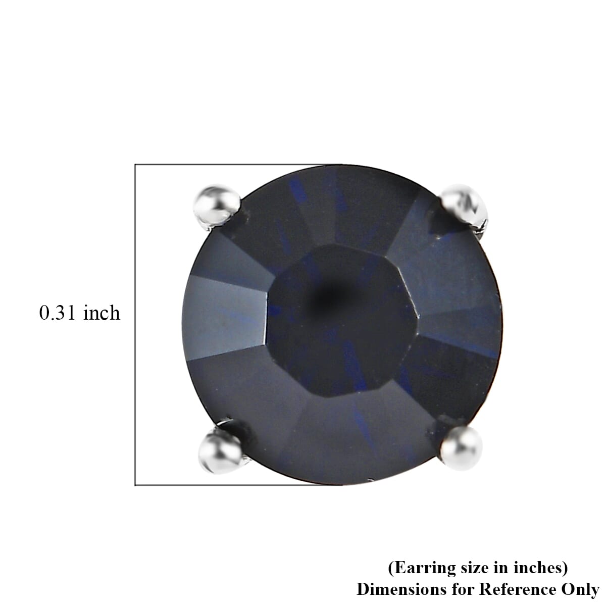 Dark Indigo Crystal Stud Earrings in Sterling Silver 2.65 ctw image number 4