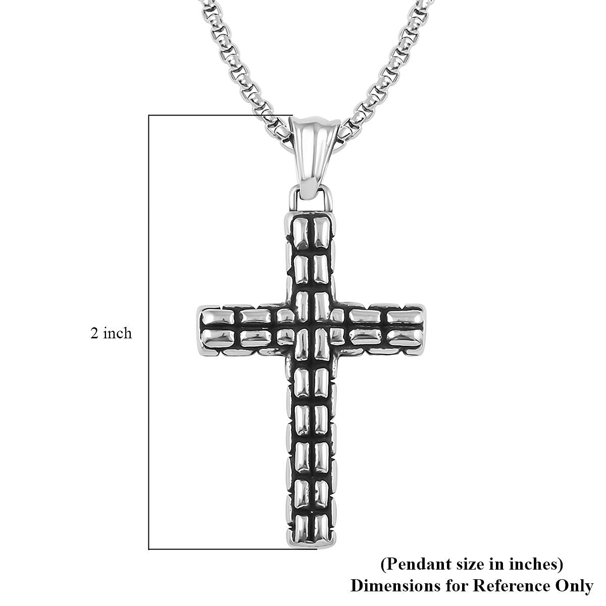 Men's Cross Pendant Necklace (24 Inches) in Stainless Steel (23.50 g) , Tarnish-Free, Waterproof, Sweat Proof Jewelry image number 4