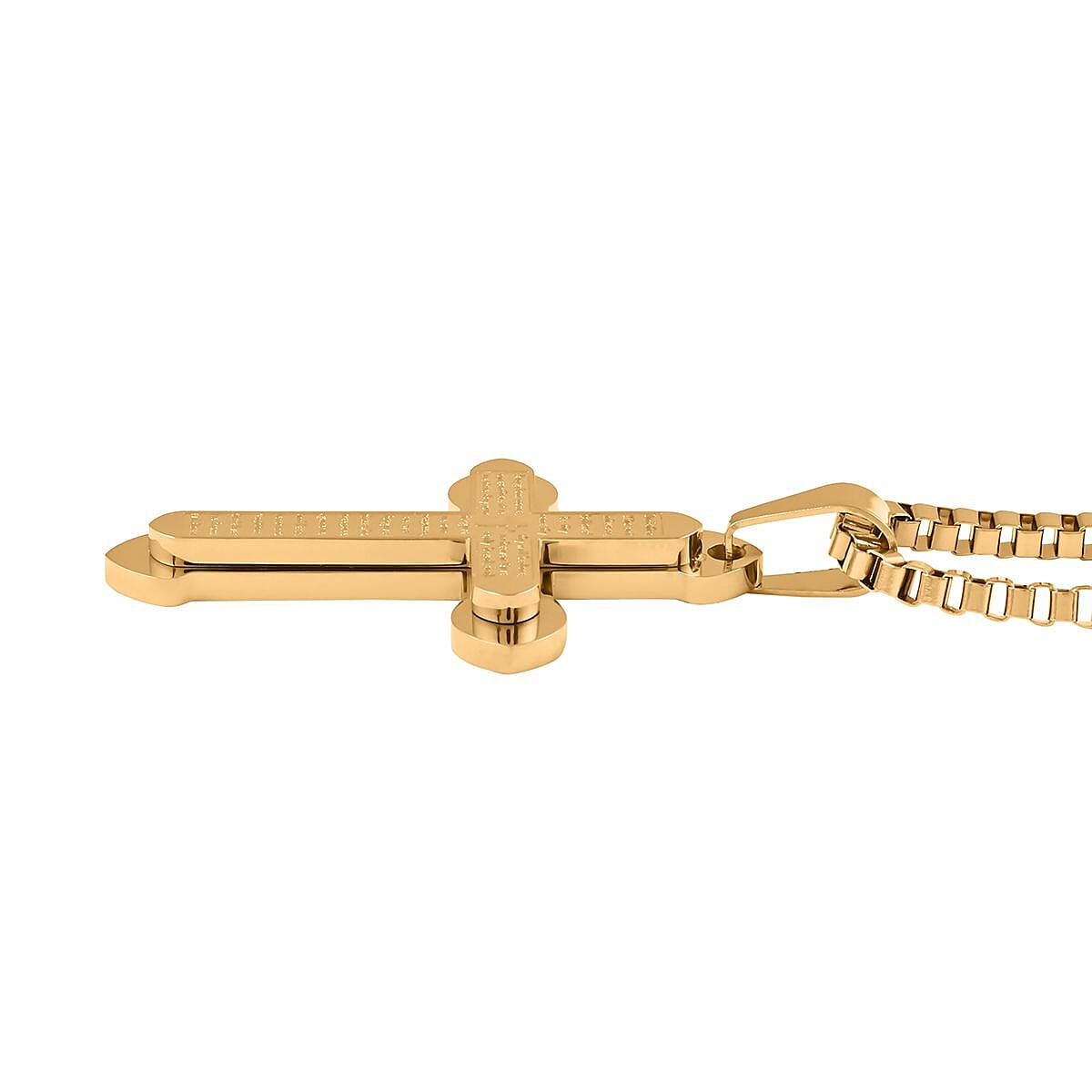 Men's Cross Pendant Necklace 24 Inches in ION Plated Yellow Gold Stainless Steel 15.75 Grams image number 2