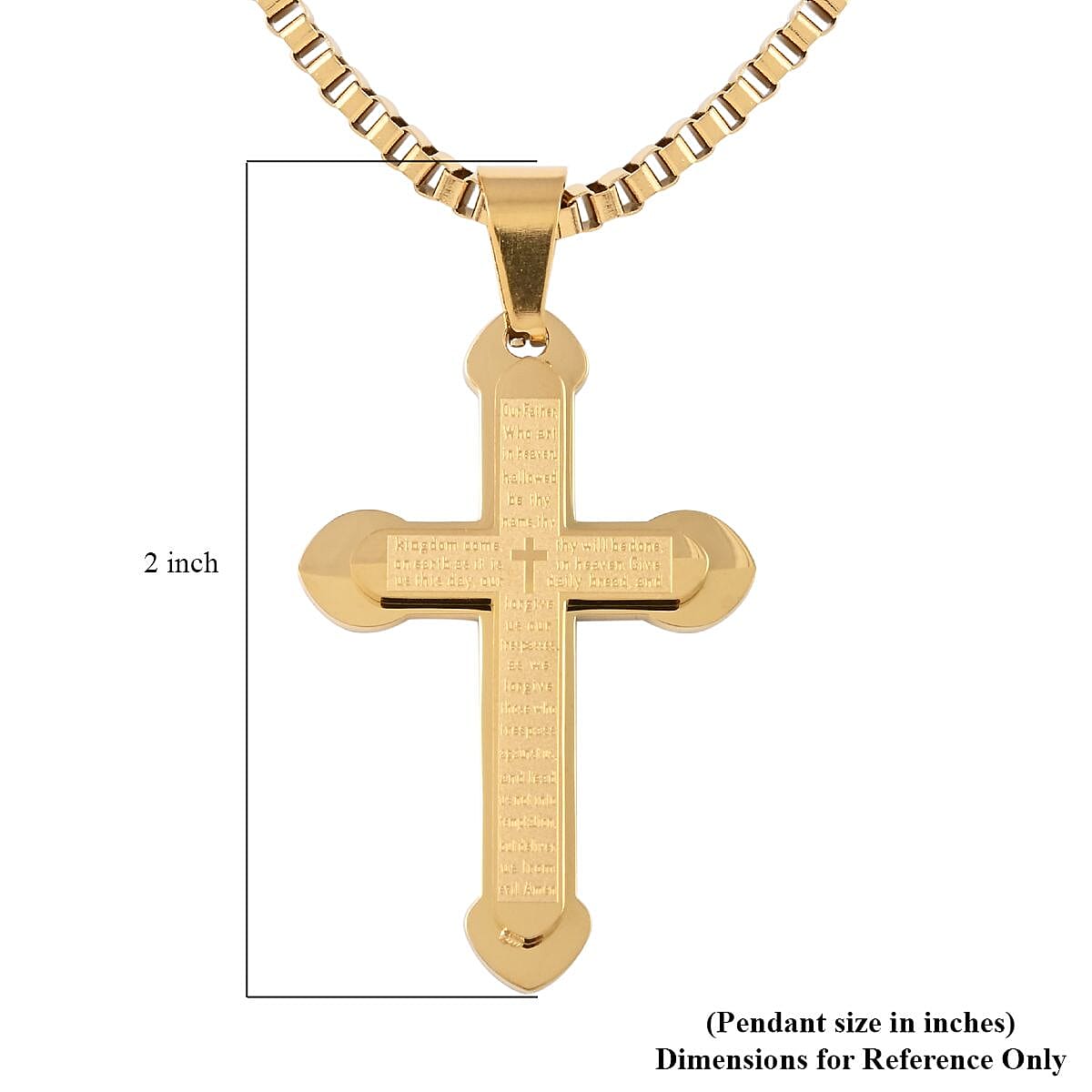 Men's Cross Pendant Necklace 24 Inches in ION Plated Yellow Gold Stainless Steel 15.75 Grams image number 4