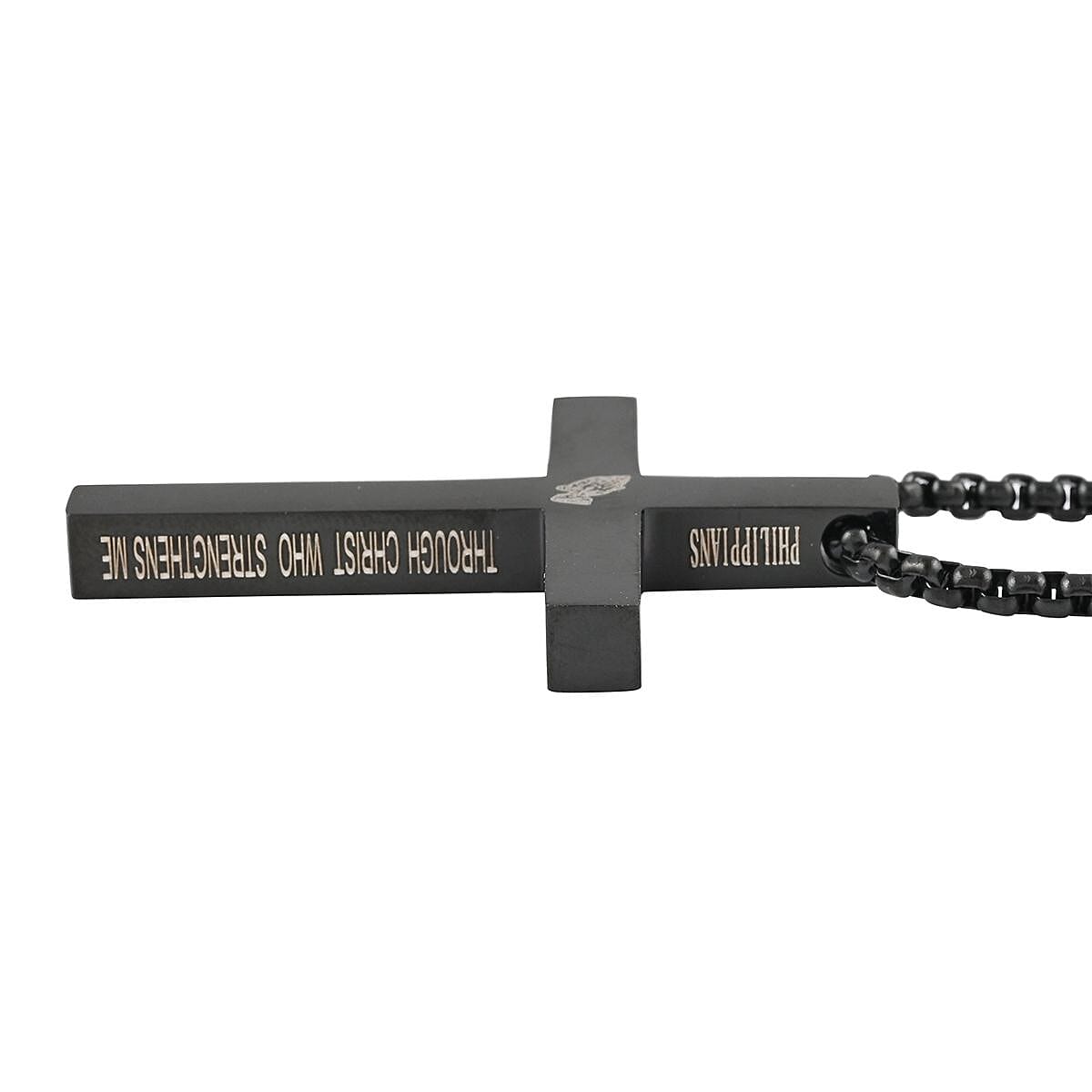 Men's Cross Pendant Necklace (24 Inches) in ION Plated Black Stainless Steel (22.50 g) | Tarnish-Free, Waterproof, Sweat Proof Jewelry image number 2