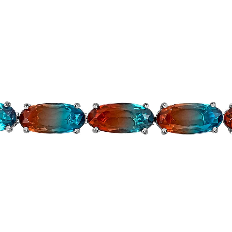 Aqua Terra Costa Quartz (Triplet) Bracelet in Platinum Over Sterling Silver (6.50 In) 31.00 ctw
