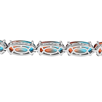 Aqua Terra Costa Quartz (Triplet) Bracelet in Platinum Over Sterling Silver (6.50 In) 31.00 ctw