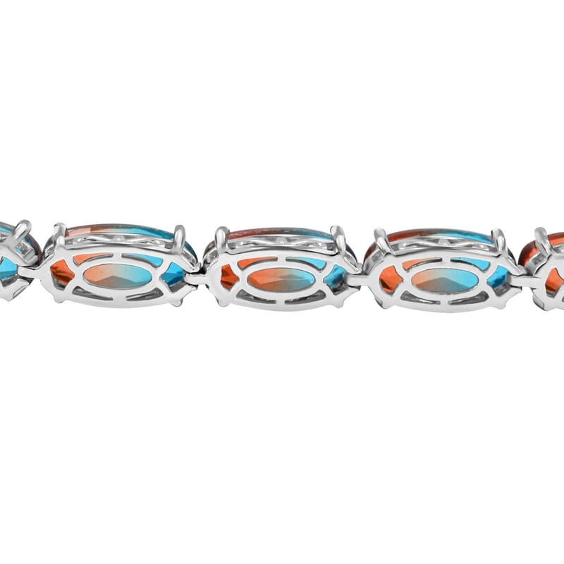 Aqua Terra Costa Quartz (Triplet) Bracelet in Platinum Over Sterling Silver (6.50 In) 31.00 ctw