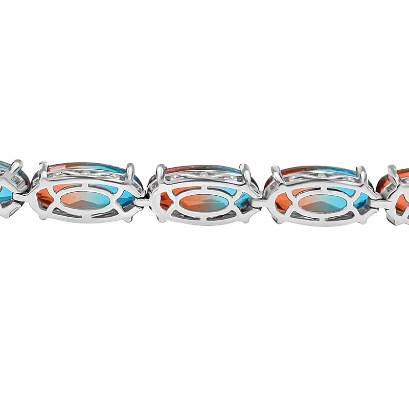 Aqua Terra Costa Quartz (Triplet) Bracelet in Platinum Over Sterling Silver (6.50 In) 31.00 ctw