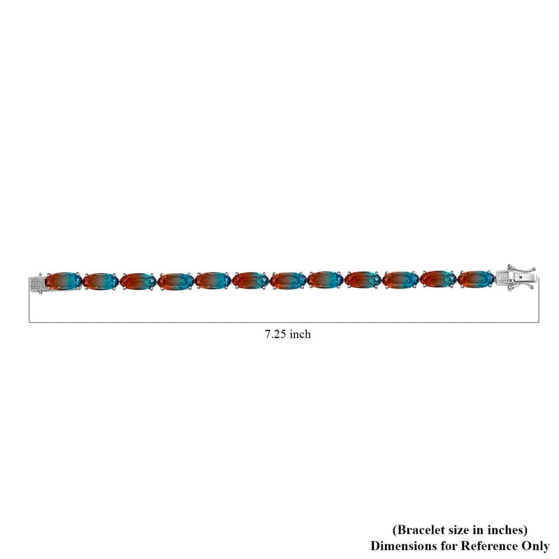 Aqua Terra Costa Quartz (Triplet) Bracelet in Platinum Over Sterling Silver (6.50 In) 31.00 ctw