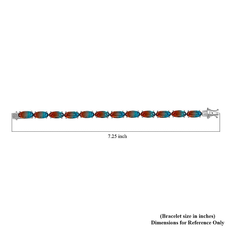 Aqua Terra Costa Quartz (Triplet) Bracelet in Platinum Over Sterling Silver (6.50 In) 31.00 ctw