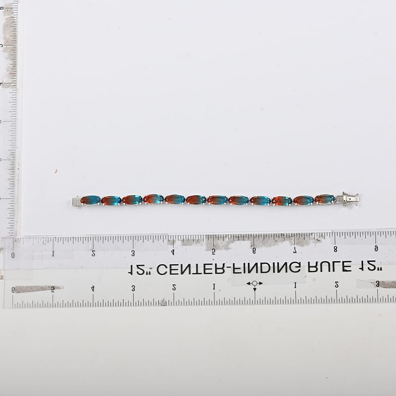 Aqua Terra Costa Quartz (Triplet) Bracelet in Platinum Over Sterling Silver (6.50 In) 31.00 ctw