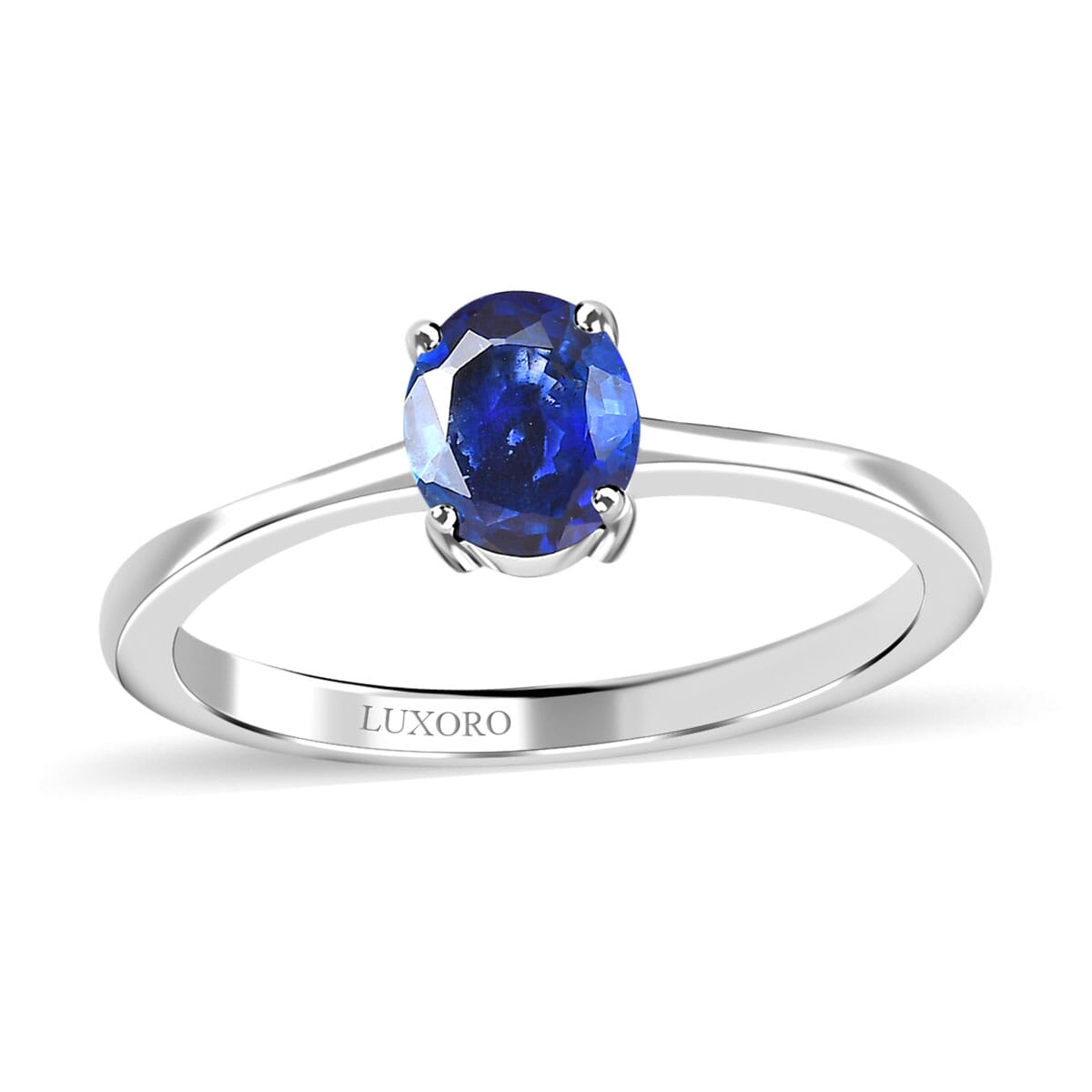 Luxoro 10K White Gold AAA Ceylon Blue Sapphire Solitaire Ring 0.75 ctw image number 0