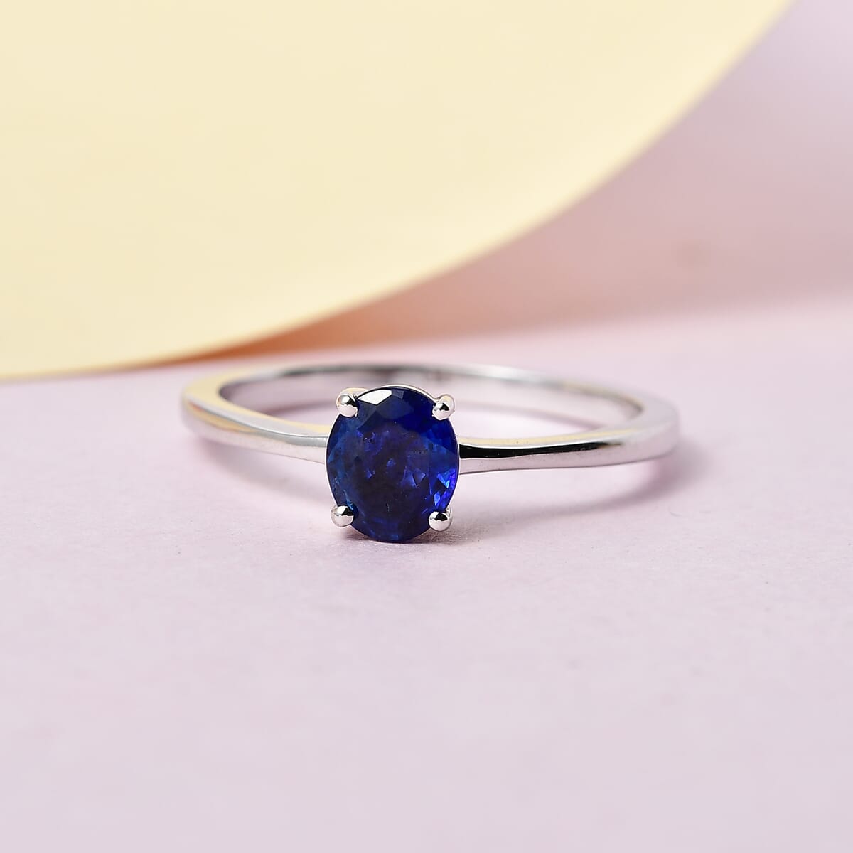 Luxoro 10K White Gold AAA Ceylon Blue Sapphire Solitaire Ring 0.75 ctw image number 1