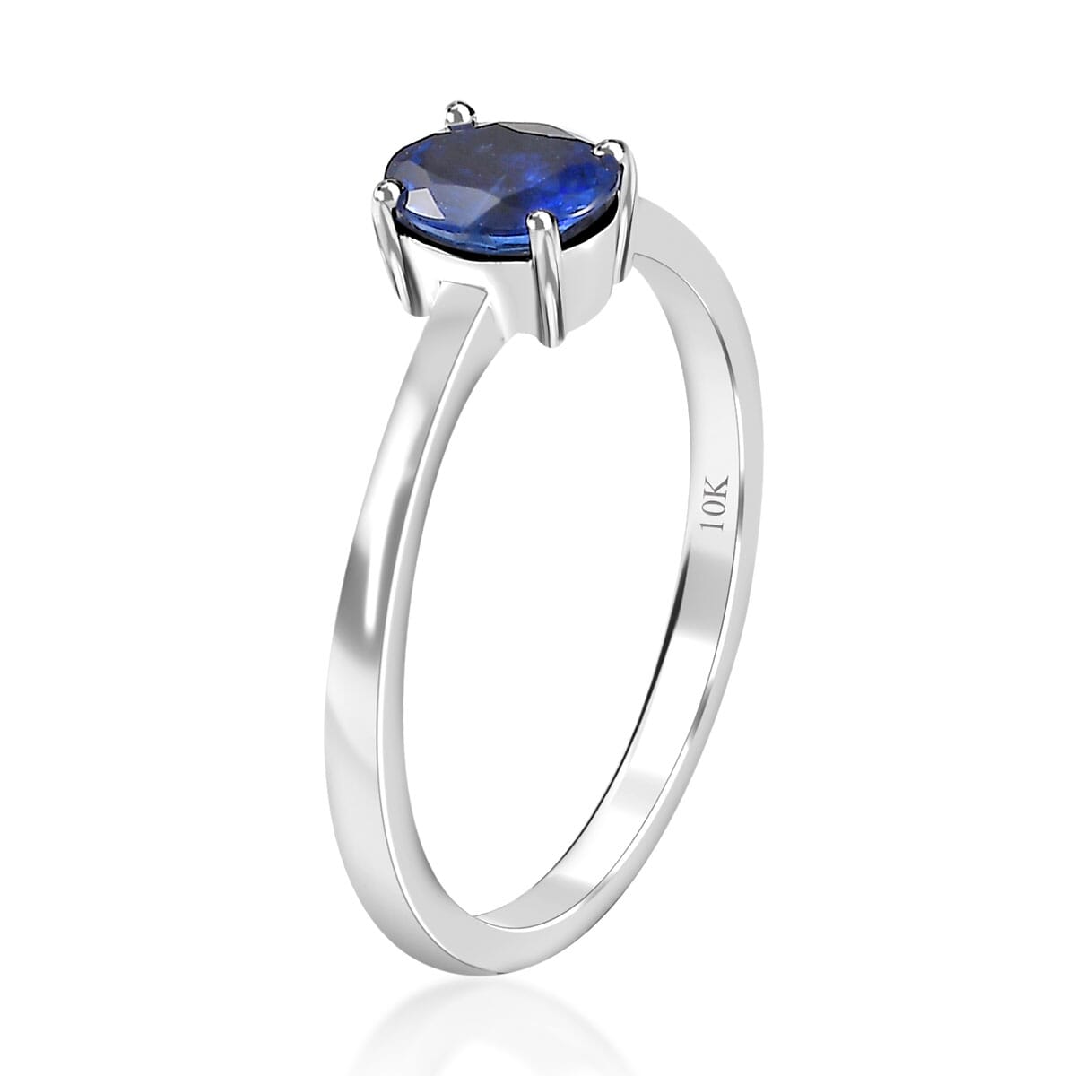 Luxoro 10K White Gold AAA Ceylon Blue Sapphire Solitaire Ring 0.75 ctw image number 3