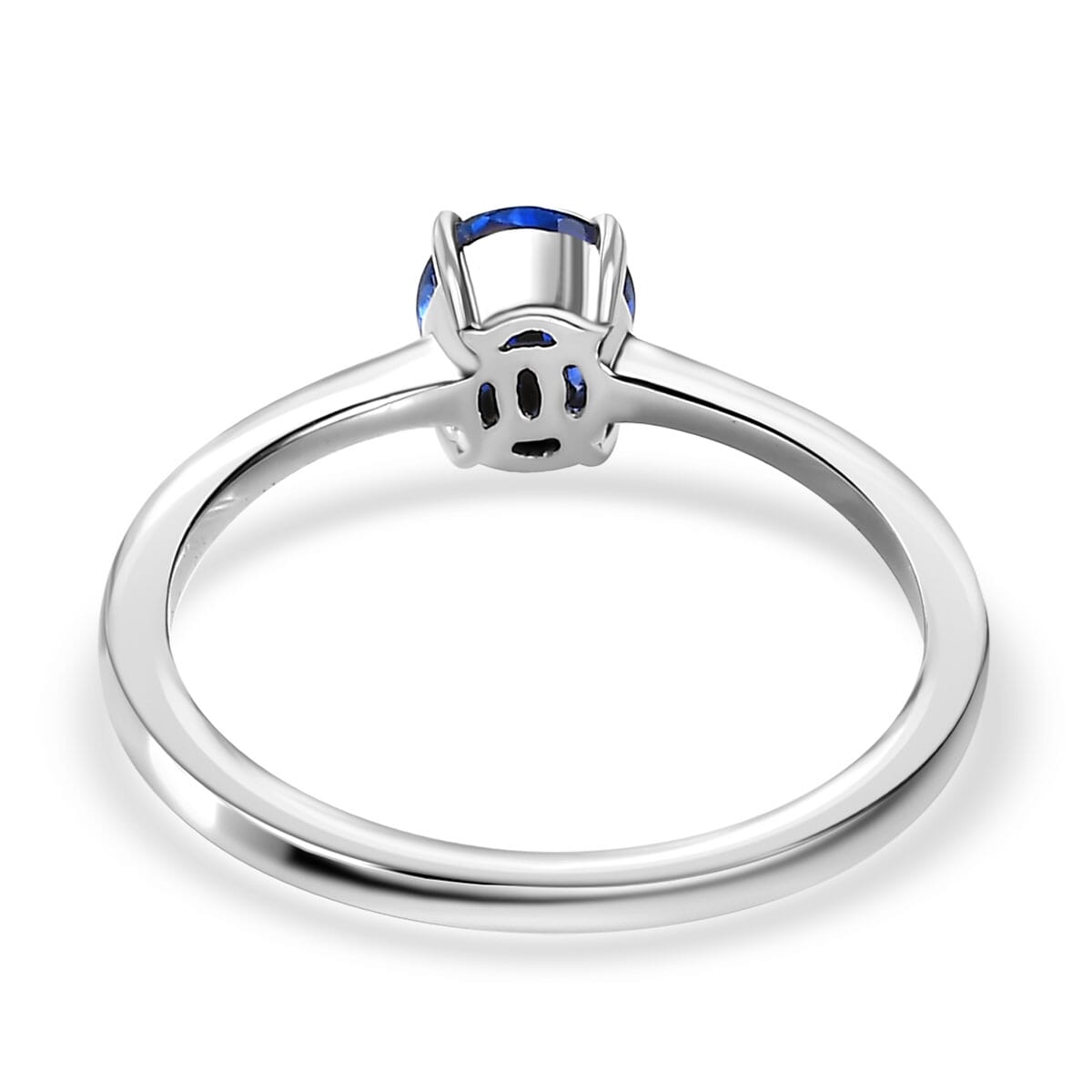 Luxoro 10K White Gold AAA Ceylon Blue Sapphire Solitaire Ring 0.75 ctw image number 4