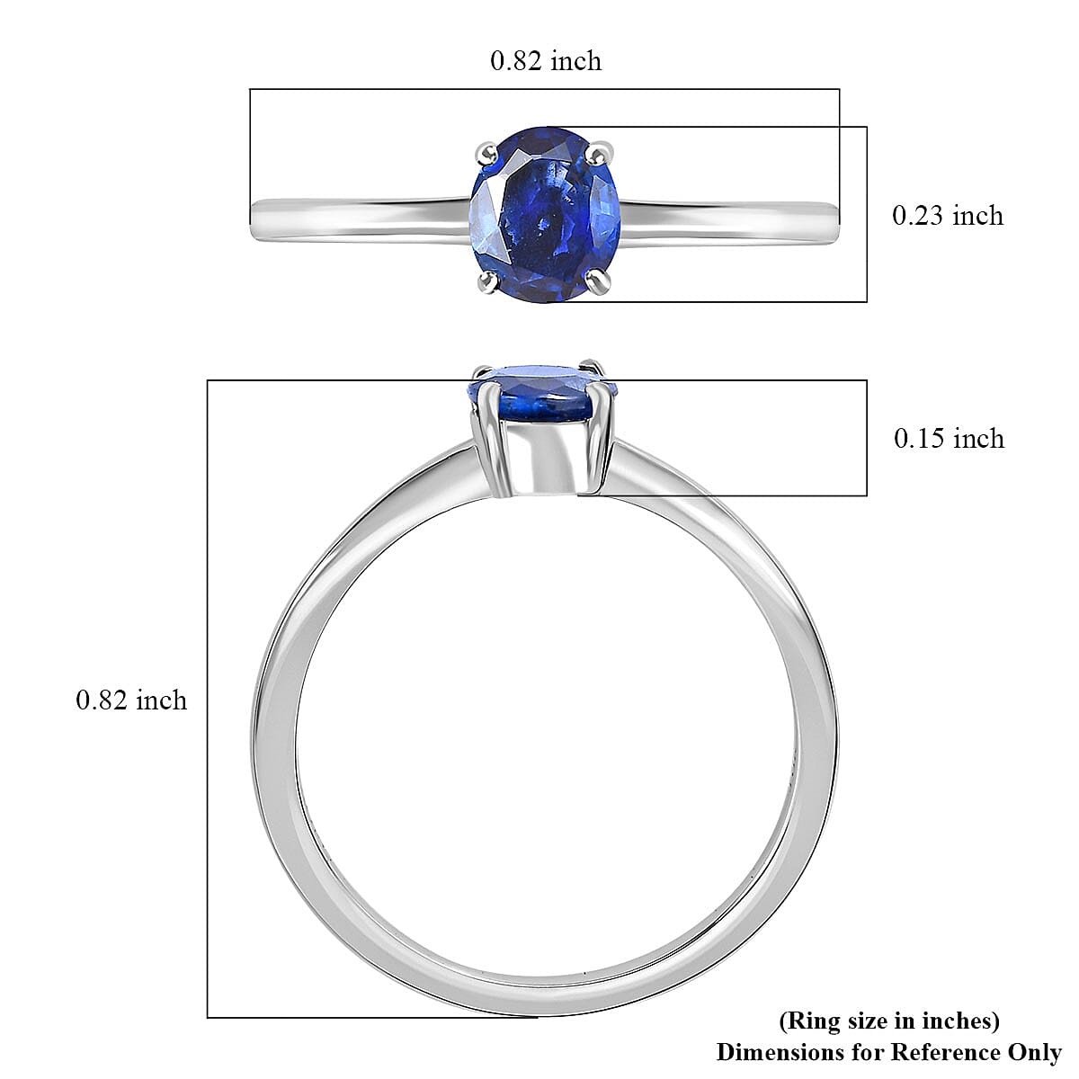 Luxoro 10K White Gold AAA Ceylon Blue Sapphire Solitaire Ring (Size 5.0) 0.75 ctw