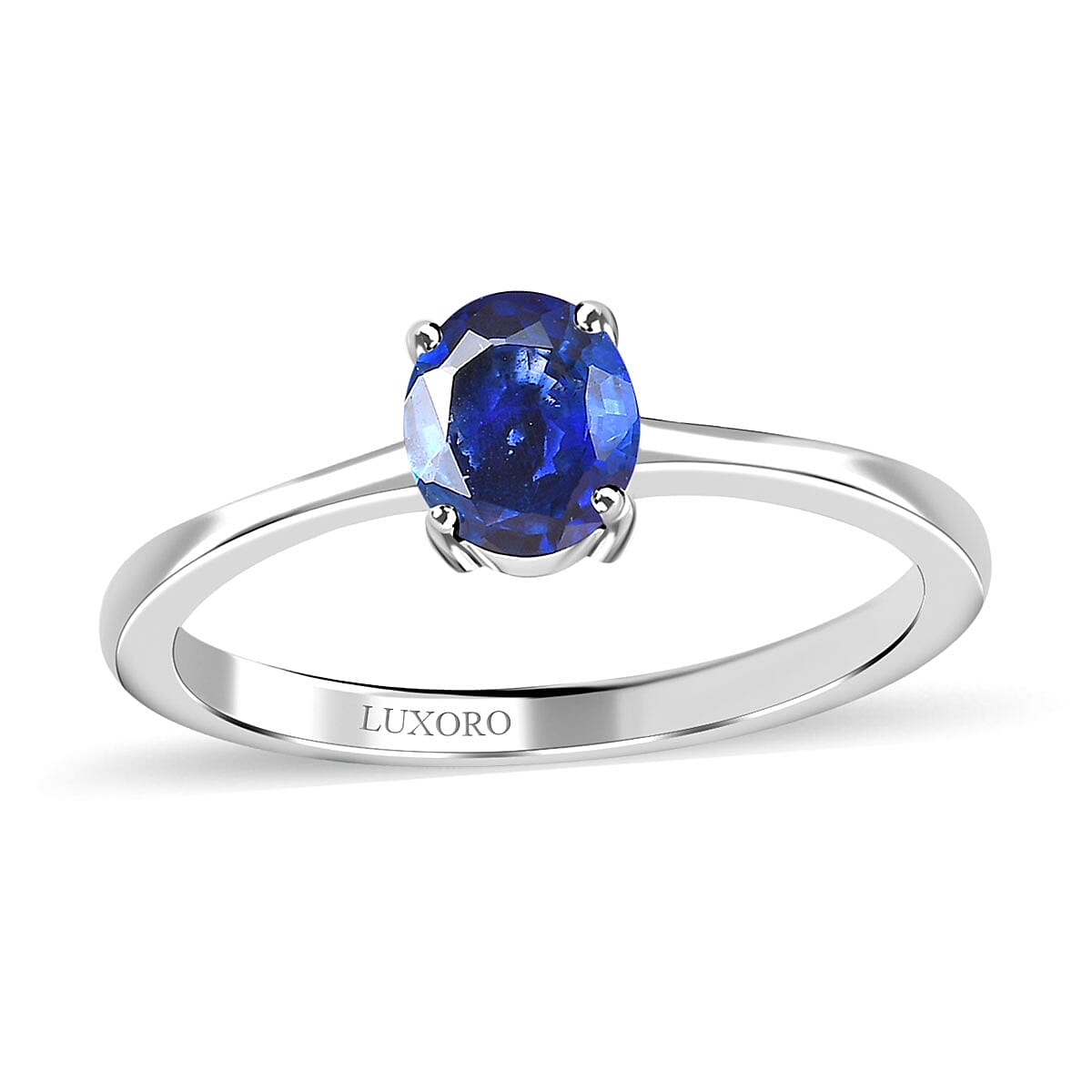 Luxoro 10K White Gold AAA Ceylon Blue Sapphire Solitaire Ring (Size 6.0) 0.75 ctw image number 0