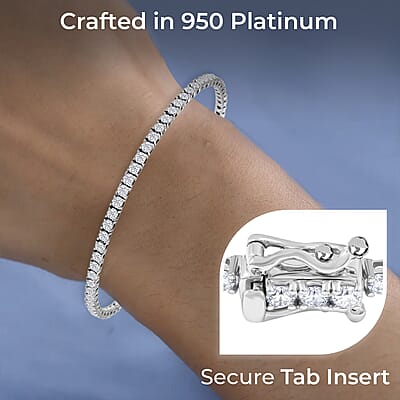 Modani  F-G VS Diamond Bracelet, 950 Platinum Bracelet, Diamond Tennis Bracelet, Diamond Jewelry For Her (7.25 In) 11.10 Grams 3.00 ctw