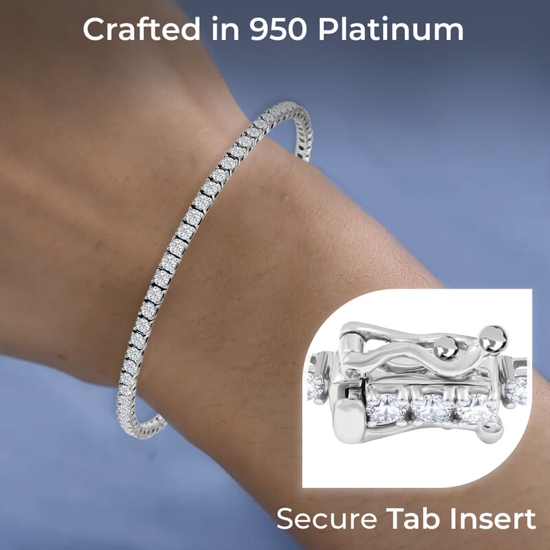 Modani  F-G VS Diamond Bracelet, 950 Platinum Bracelet, Diamond Tennis Bracelet, Diamond Jewelry For Her (7.25 In) 11.10 Grams 3.00 ctw