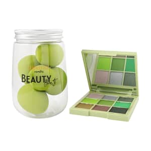 CookieFace Cosmetics- Green Goddess Cookie Couture Eye Shadow Palette and Beauty Beats Set , Makeup Beauty Set , Eyebrow Kit , Makeup Gift Sets Kit Box