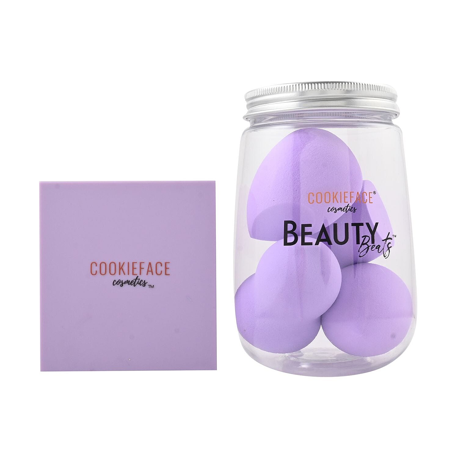 CookieFace Cosmetics- Pinch of Purple Cookie Couture Eye Shadow Palette and Beauty Beats Set , Makeup Beauty Set , Eyebrow Kit , Makeup Gift Sets Kit Box