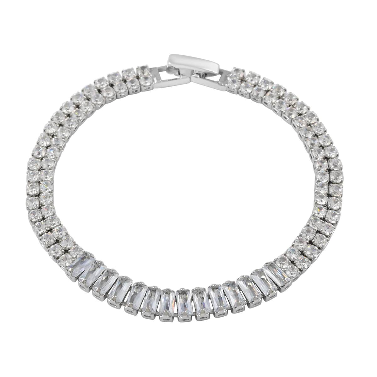 Simulated Diamond Bracelet in Silvertone (7.00 In) 4.75 ctw image number 0