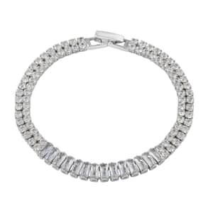 Simulated Diamond Bracelet in Silvertone (7.00 In) 4.75 ctw