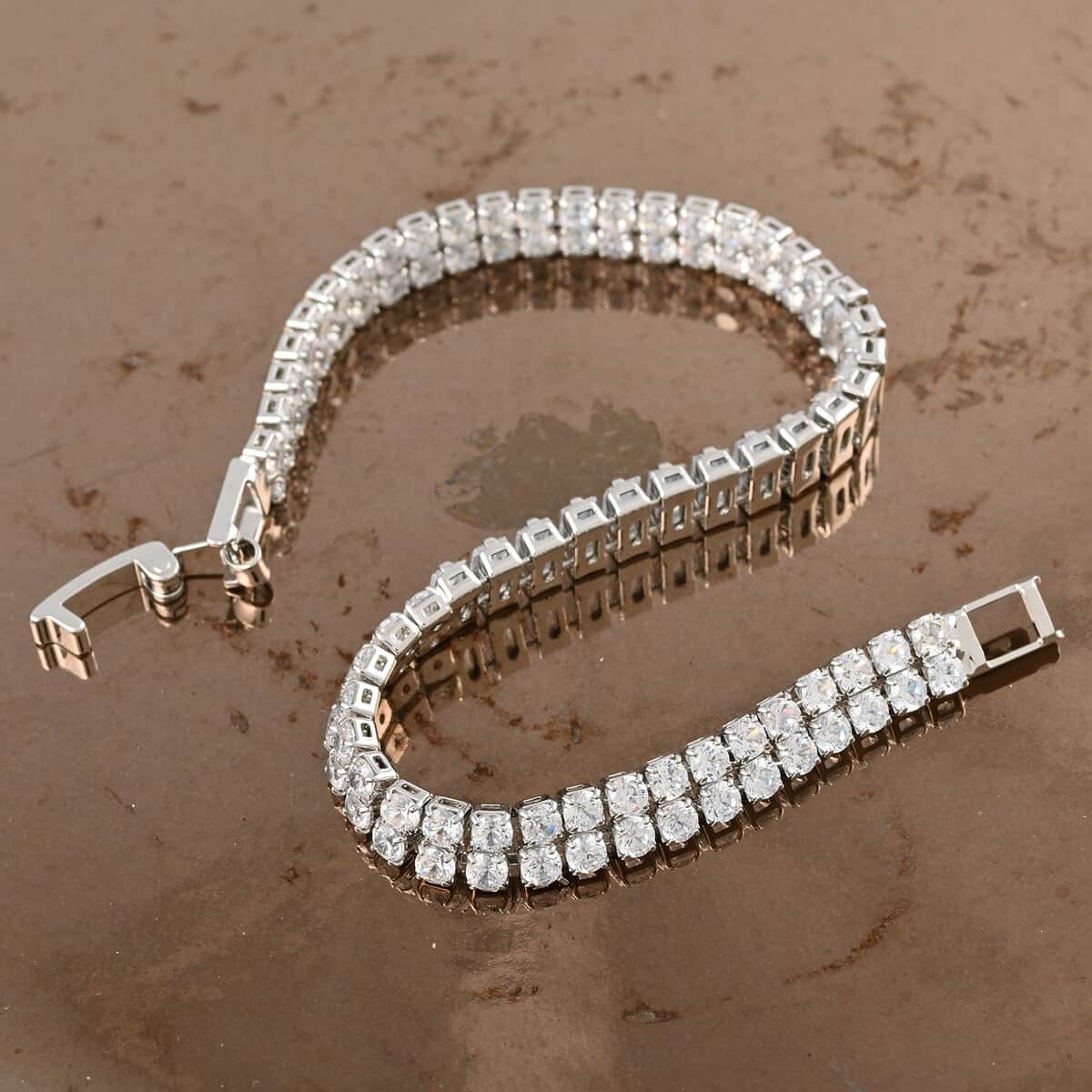 Simulated Diamond Bracelet in Silvertone (7.00 In) 4.75 ctw image number 1