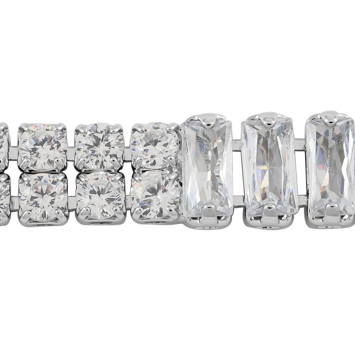 Simulated Diamond Bracelet in Silvertone (7.00 In) 4.75 ctw image number 2