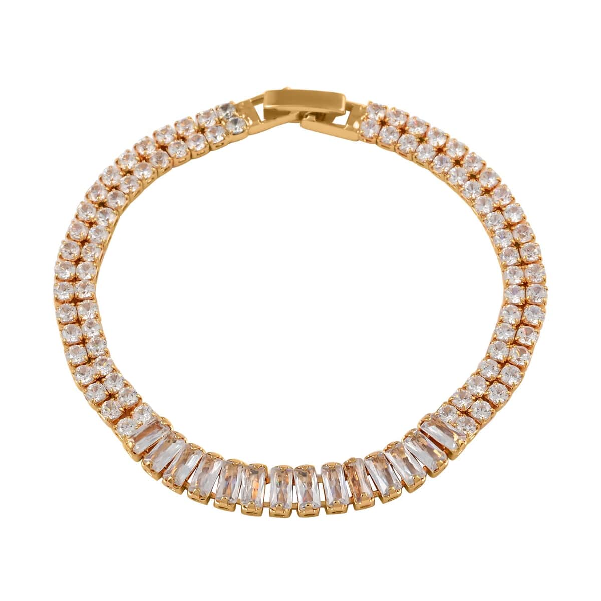 Simulated Diamond Bracelet in Goldtone (7.00 In) 2.75 ctw image number 0