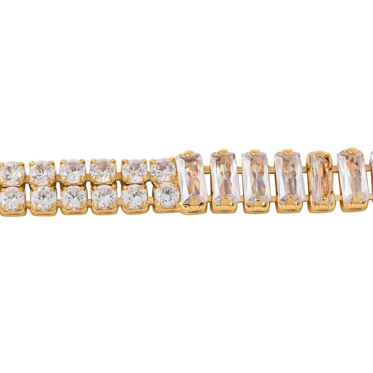 Simulated Diamond Bracelet in Goldtone (7.00 In) 2.75 ctw image number 2