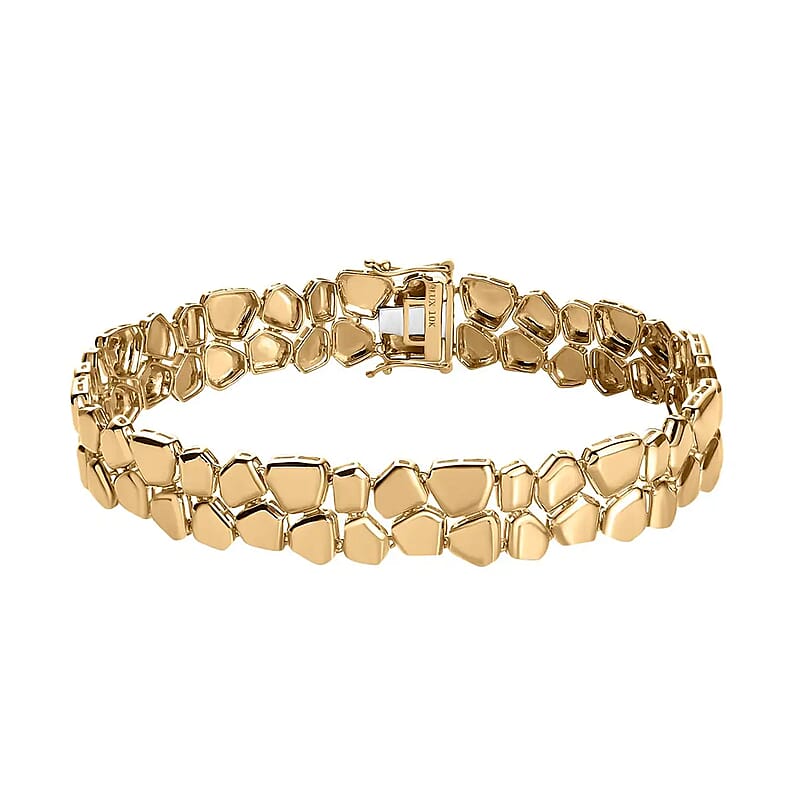 Luxoro 10K Yellow Gold Abstract Bracelet, 2 Row Bracelet, Gold Bracelet, Gold Jewelry For Her (7.25 In) 11.50 Grams