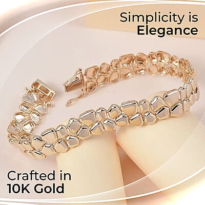 Luxoro 10K Yellow Gold Abstract Bracelet, 2 Row Bracelet, Gold Bracelet, Gold Jewelry For Her (7.25 In) 11.50 Grams