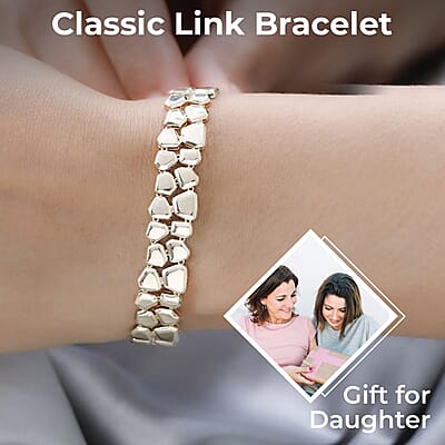 Luxoro 10K Yellow Gold Abstract Bracelet, 2 Row Bracelet, Gold Bracelet, Gold Jewelry For Her (7.25 In) 11.50 Grams