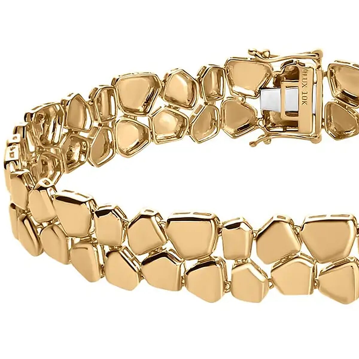 Luxoro 10K Yellow Gold Abstract Bracelet, 2 Row Bracelet, Gold Bracelet, Gold Jewelry For Her (7.25 In) 11.50 Grams