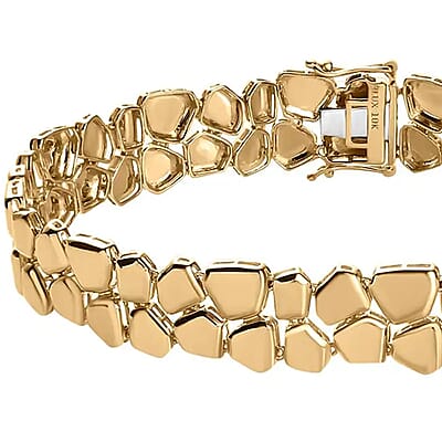 Luxoro 10K Yellow Gold Abstract Bracelet, 2 Row Bracelet, Gold Bracelet, Gold Jewelry For Her (7.25 In) 11.50 Grams