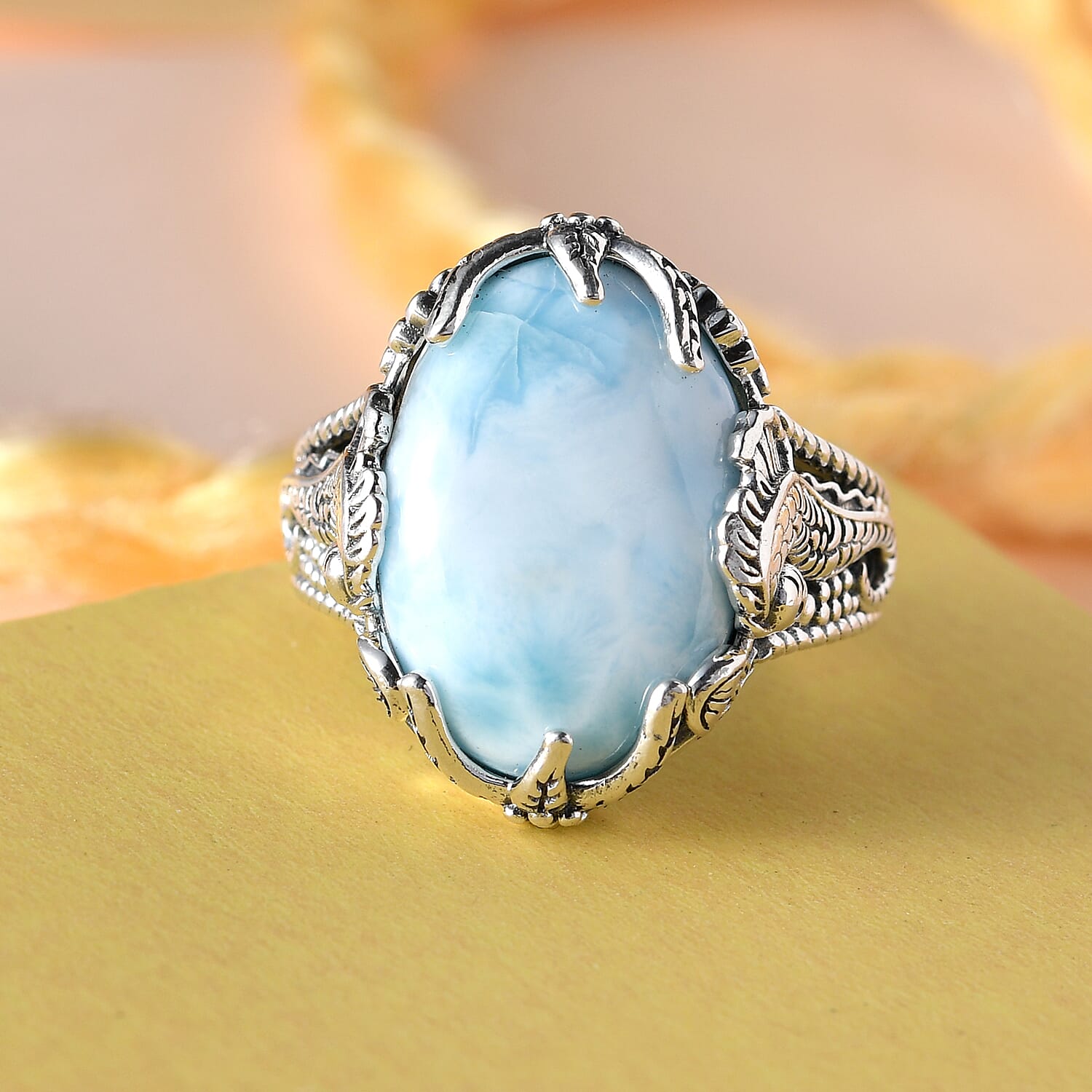 Buy Artisan Crafted Larimar Ring in Sterling Silver (Size 10.0