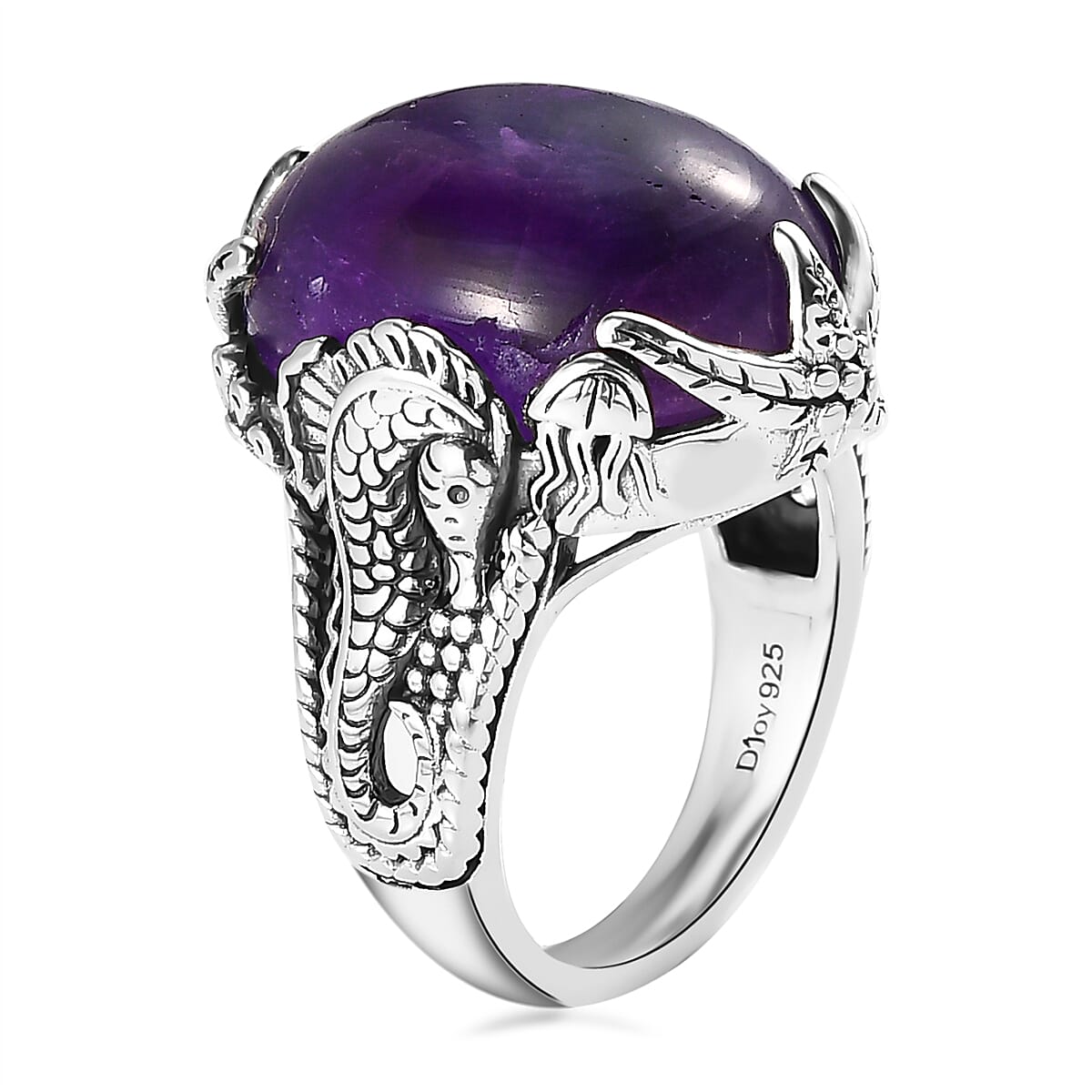 Artisan Crafted African Amethyst Ring in Sterling Silver (Size 7.0) 13.35 ctw image number 3