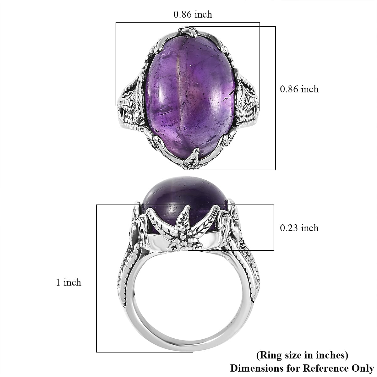 Artisan Crafted African Amethyst Ring in Sterling Silver (Size 7.0) 13.35 ctw image number 5