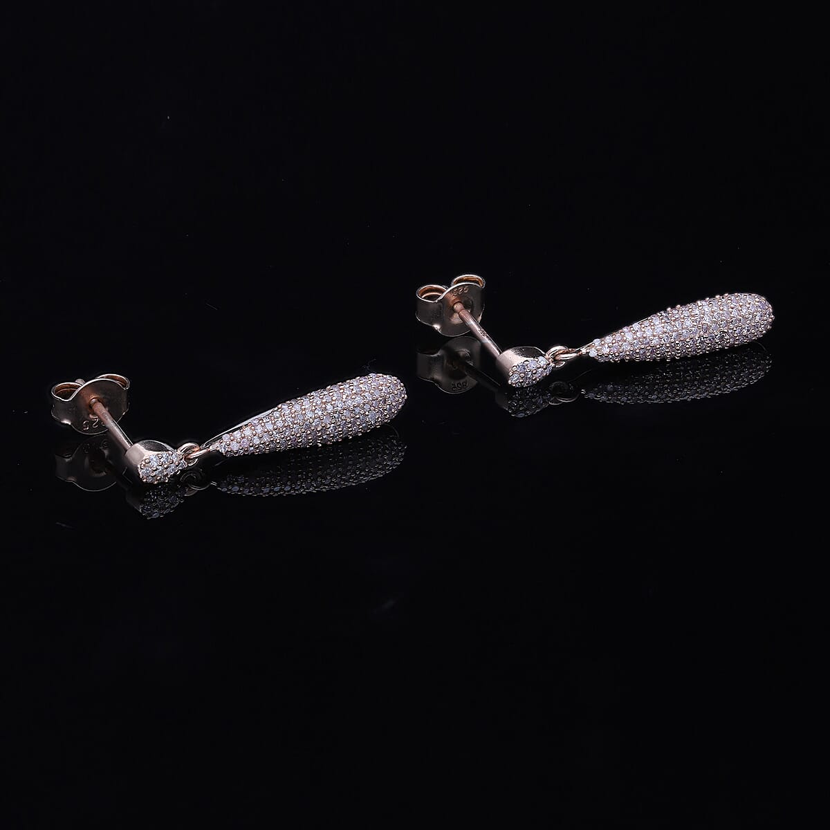 Natural Pink Diamond Dangle Earrings in Vermeil Rose Gold Over Sterling Silver 0.50 ctw image number 1