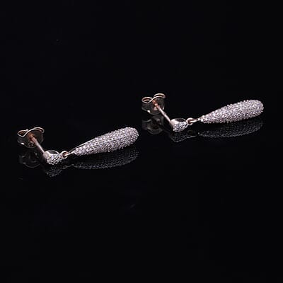 Natural Pink Diamond Dangle Earrings in Vermeil Rose Gold Over Sterling Silver 0.50 ctw