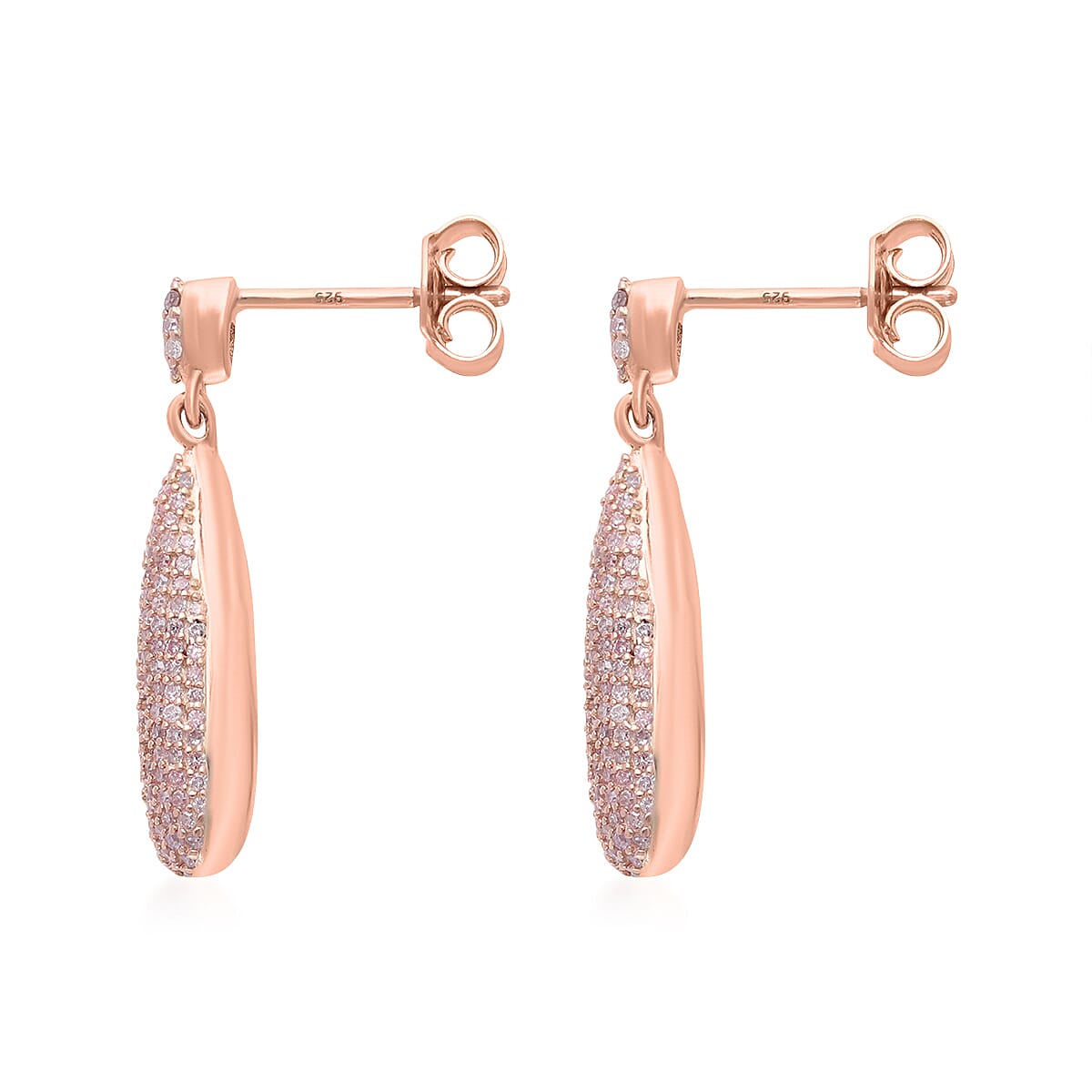 Natural Pink Diamond Dangle Earrings in Vermeil Rose Gold Over Sterling Silver 0.50 ctw image number 3