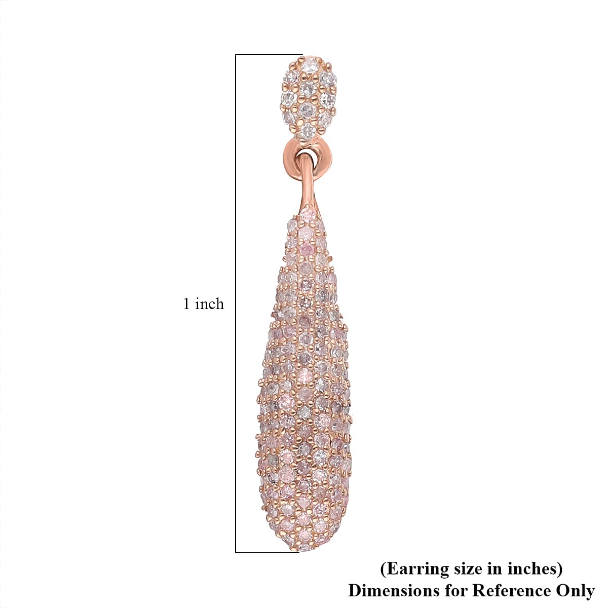 Natural Pink Diamond Dangle Earrings in Vermeil Rose Gold Over Sterling Silver 0.50 ctw image number 4