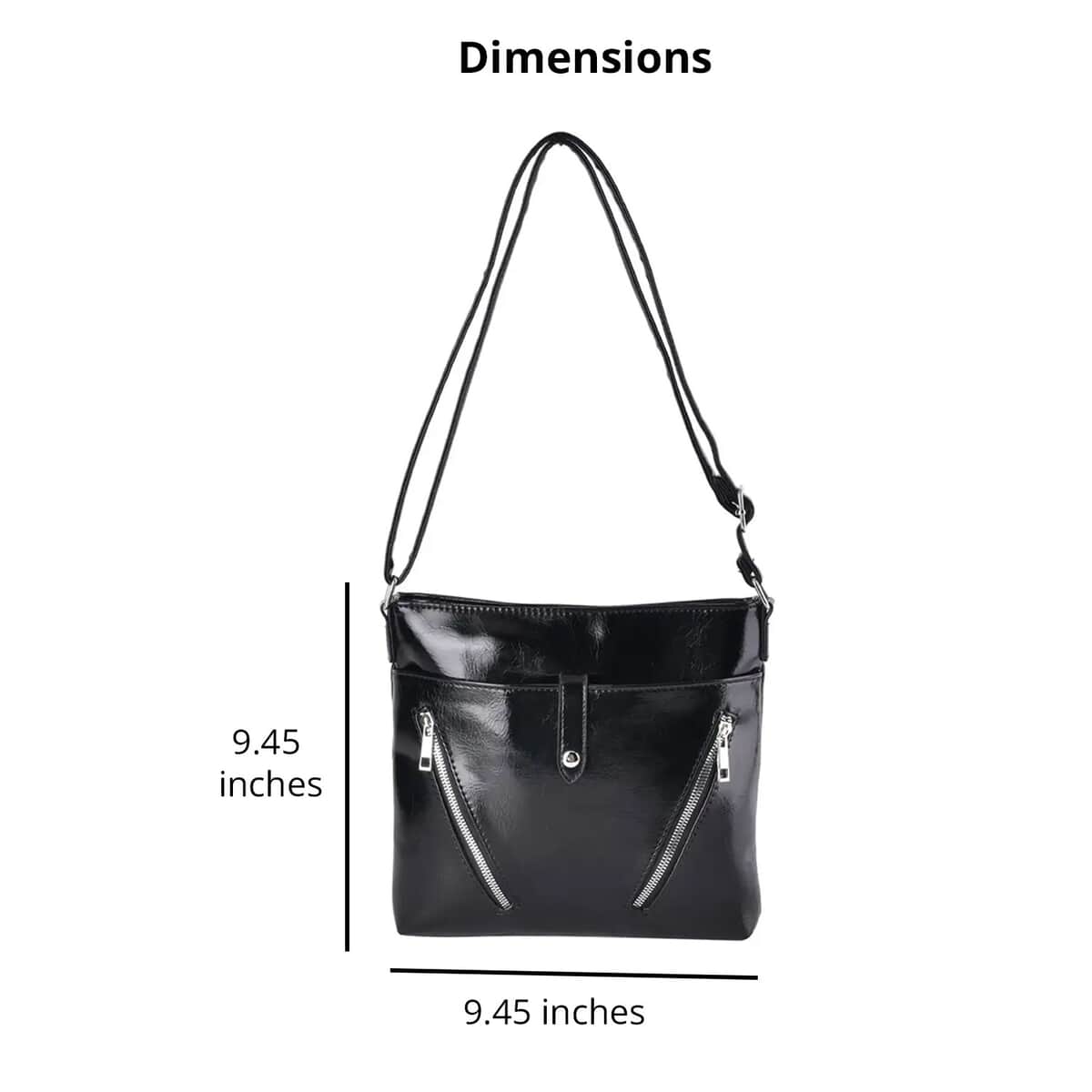 Buy Black Faux Leather Crossbody Bag with Shoulder Strap at ShopLC.