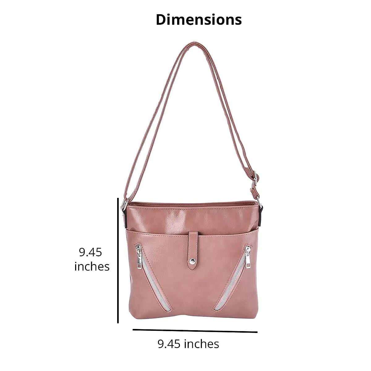 Pink Faux Leather Crossbody Bag with Shoulder Strap image number 6