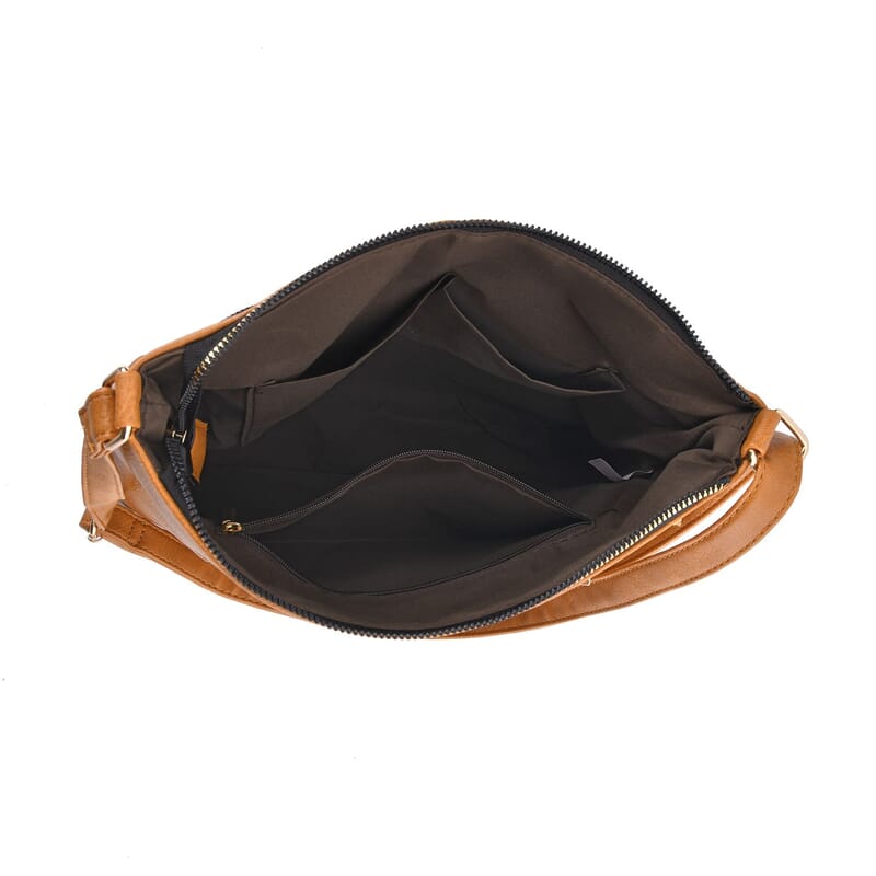 Mustard Color Faux Leather Crossbody Bag with Shoulder Strap