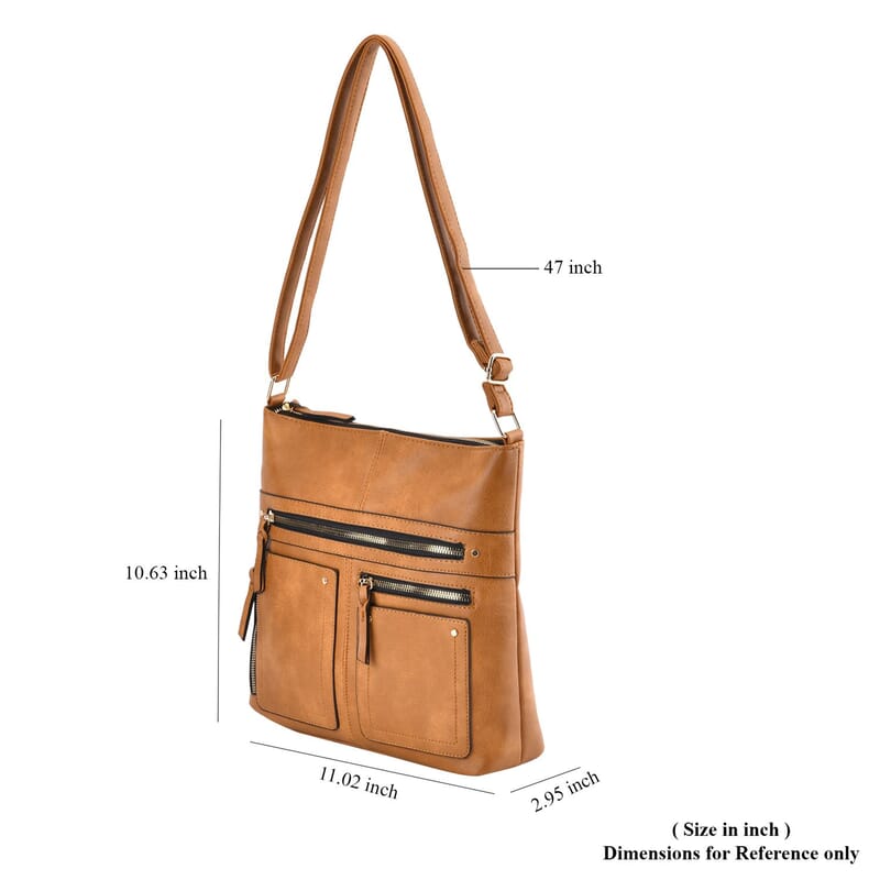 Mustard Color Faux Leather Crossbody Bag with Shoulder Strap