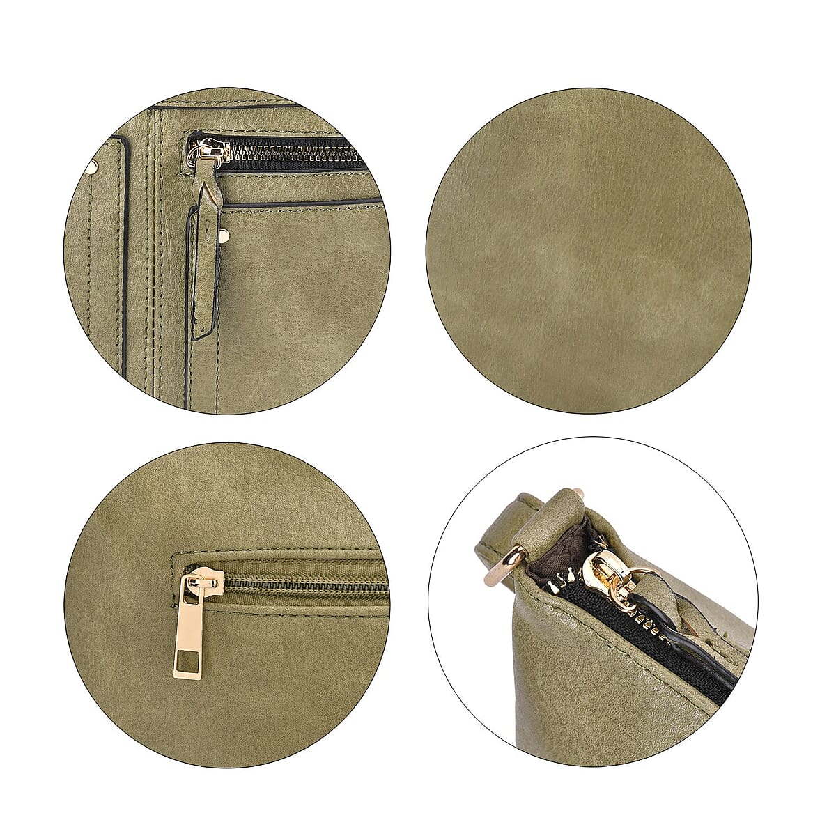 Dark Green Color Faux Leather Crossbody Bag with Shoulder Strap image number 5